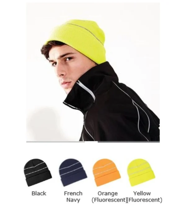 Beechfield BB42 high-Viz Knitted Striped hat